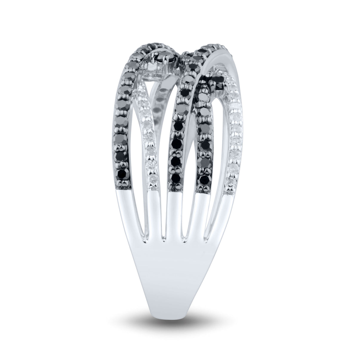 Black & White Diamond Orbit Ring in 10K White Gold (3/4 ct. tw.)