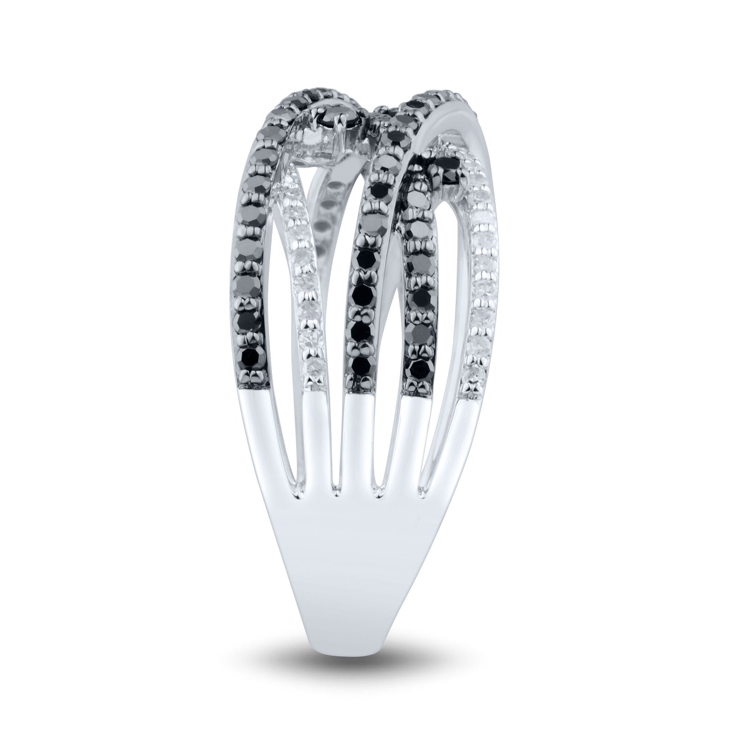Black & White Diamond Orbit Ring in 10K White Gold (3/4 ct. tw.)