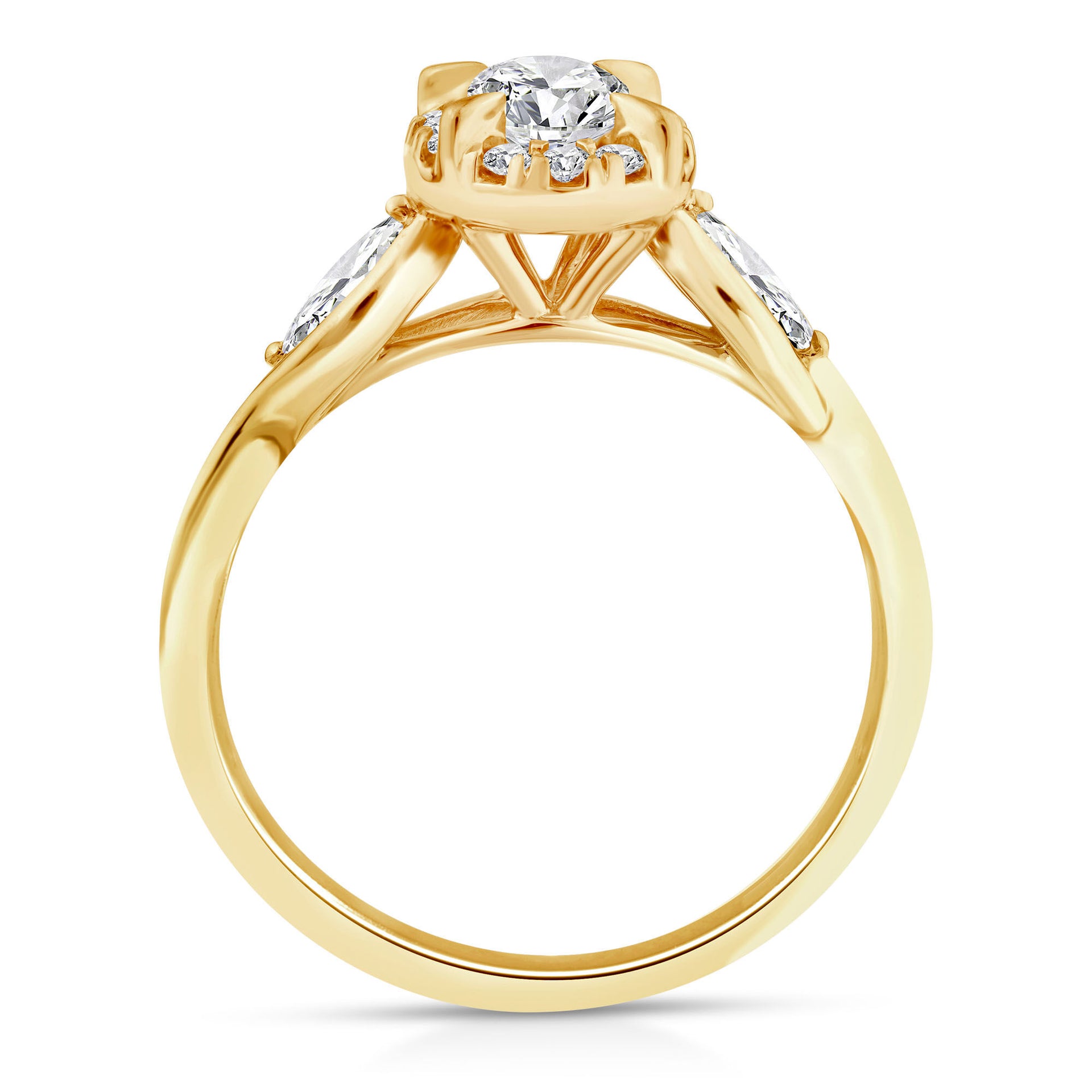 Lab Grown Diamond Oval Halo Engagement Ring in 10K Yellow Gold (7/8 ct. tw.)