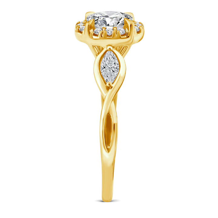 Lab Grown Diamond Oval Halo Engagement Ring in 10K Yellow Gold (7/8 ct. tw.)