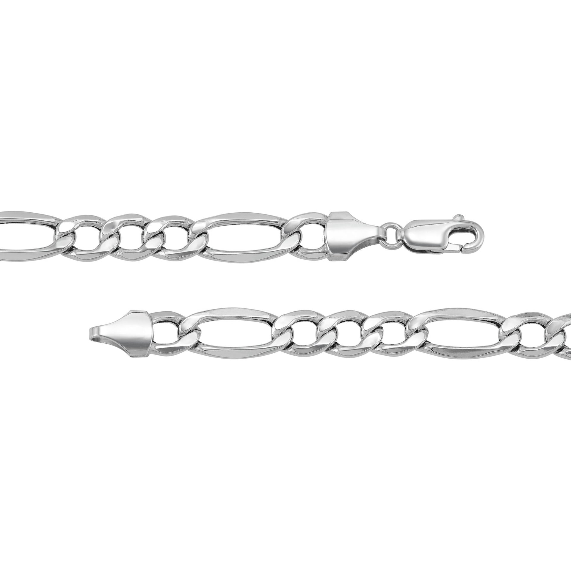 Hollow Figaro Chain in 14K White Gold, 7MM, 22"