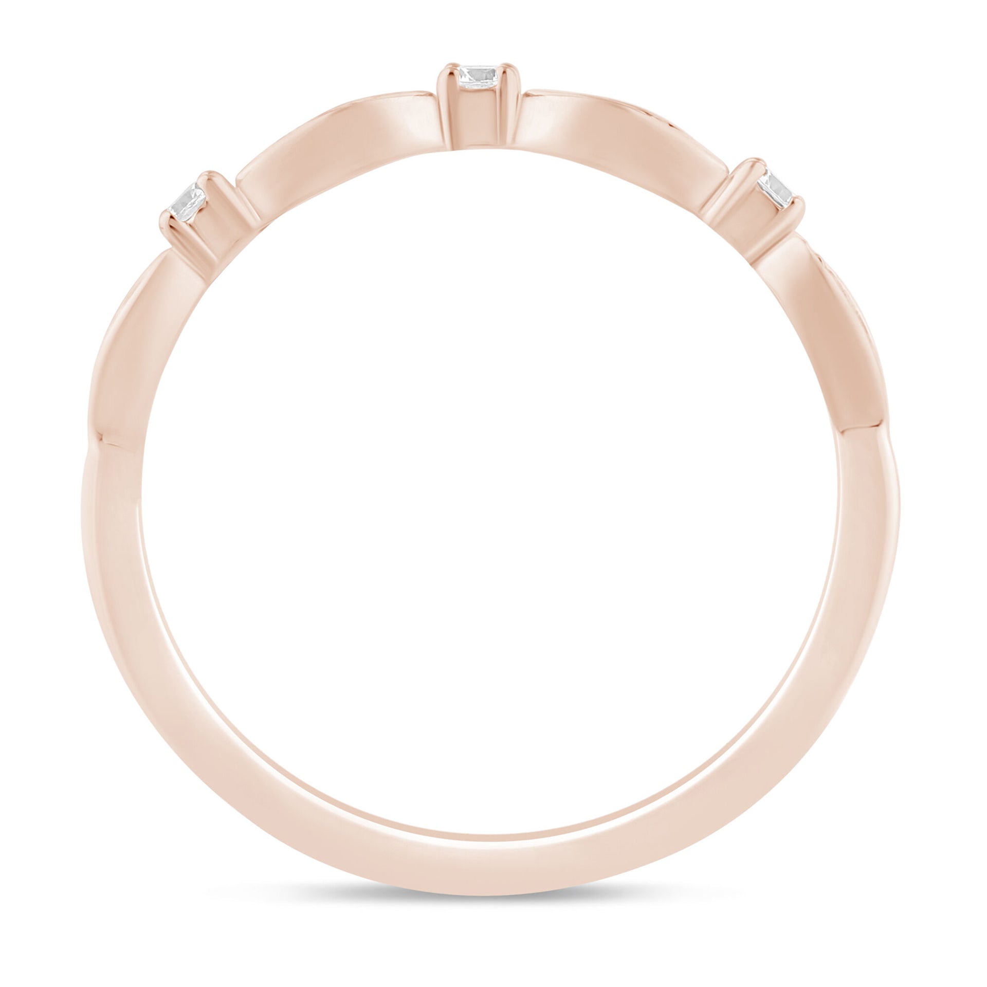 Stacking Ring with Scalloped Band in 10K Rose Gold (1/8 ct. tw.)