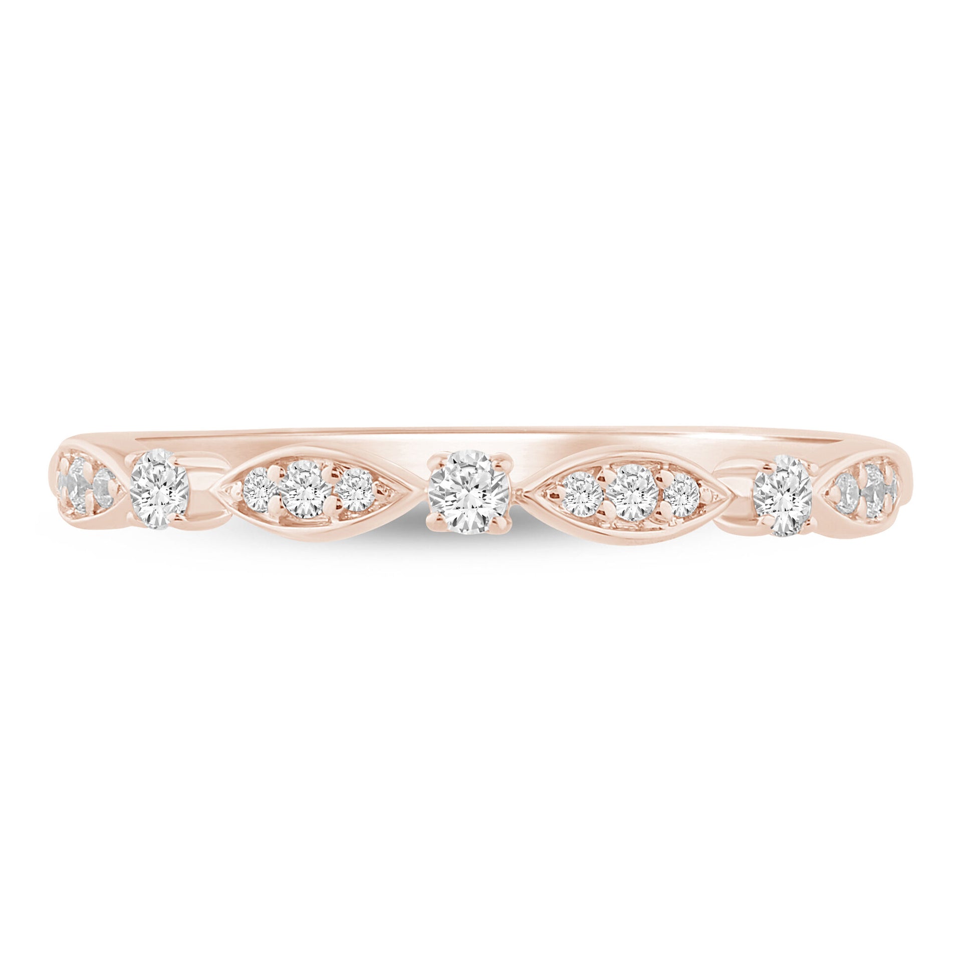 Stacking Ring with Scalloped Band in 10K Rose Gold (1/8 ct. tw.)