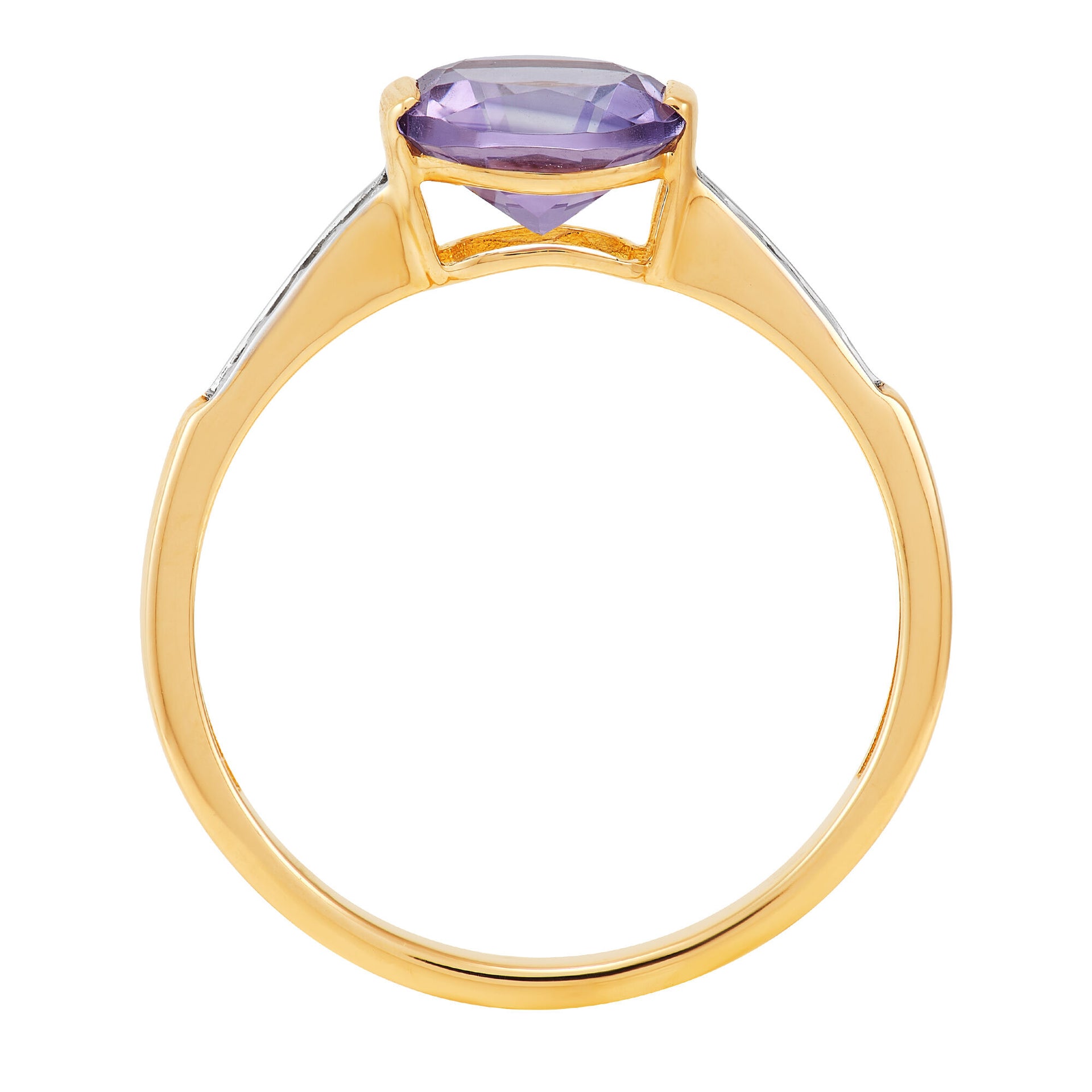 Cushion-Cut Amethyst and Diamond Ring in 10K Yellow Gold (1/10 ct. tw.)