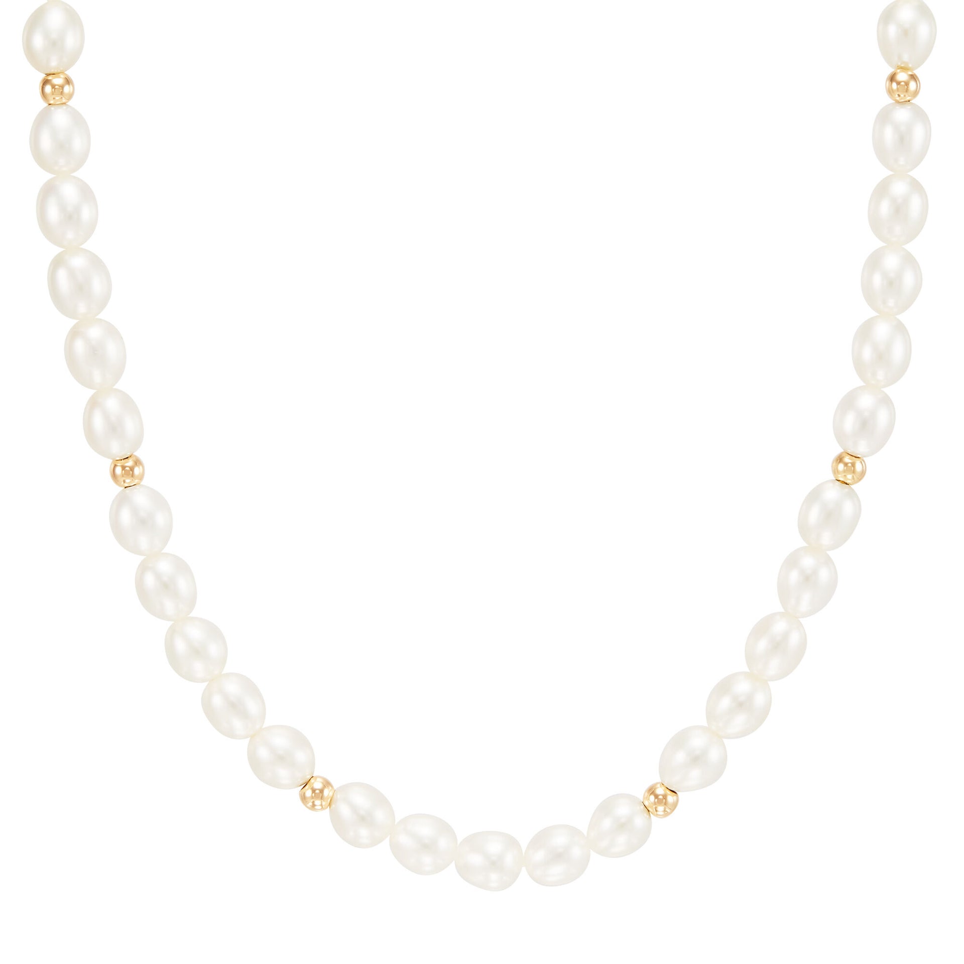 Pearl and Gold Beaded Necklace in 14K Yellow Gold