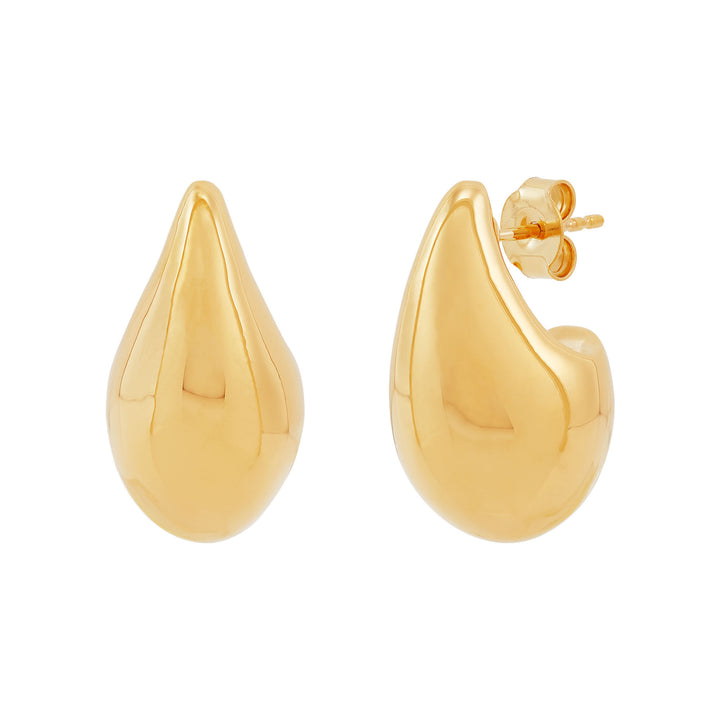 Puffed Teardrop Hoop Earring in 14K Yellow Gold