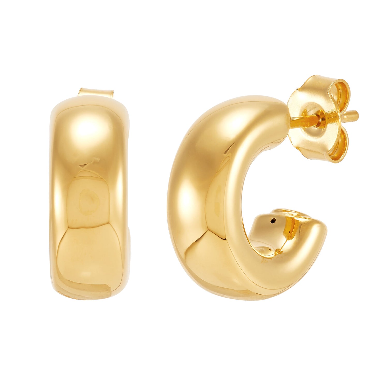 Puffed Hoop Earrings in 14K Yellow Gold