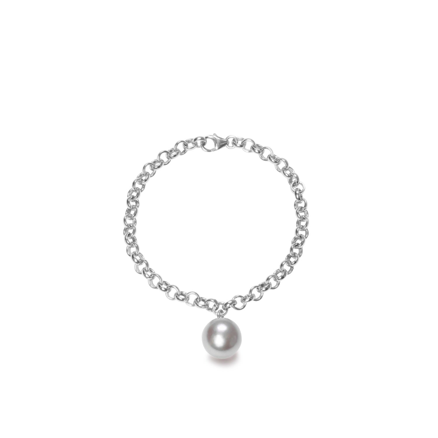 Magna Silver Chain Bracelet Xxl Grey Pearl