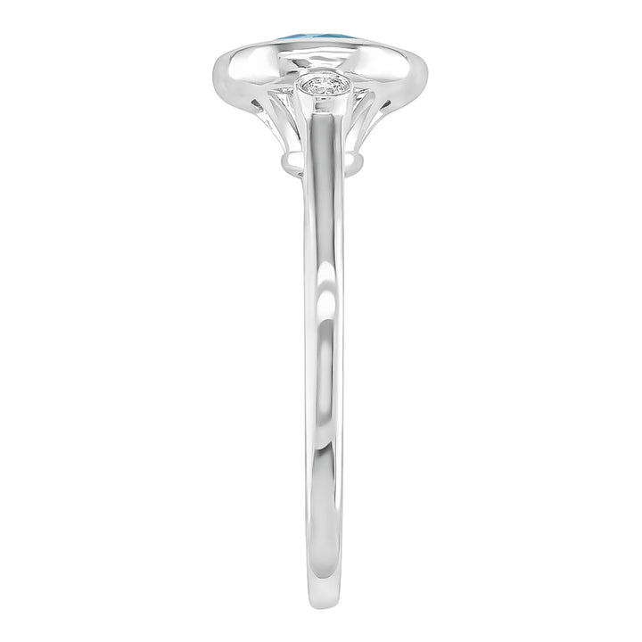 Blue Topaz and Diamond Accent Bezel Ring in 10K White Gold