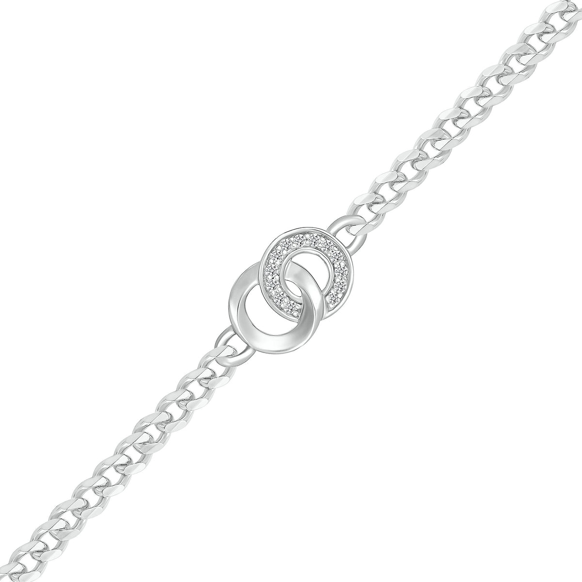 Diamond Connection Chain Link Bracelet in Sterling Silver (1/10 ct. tw.)