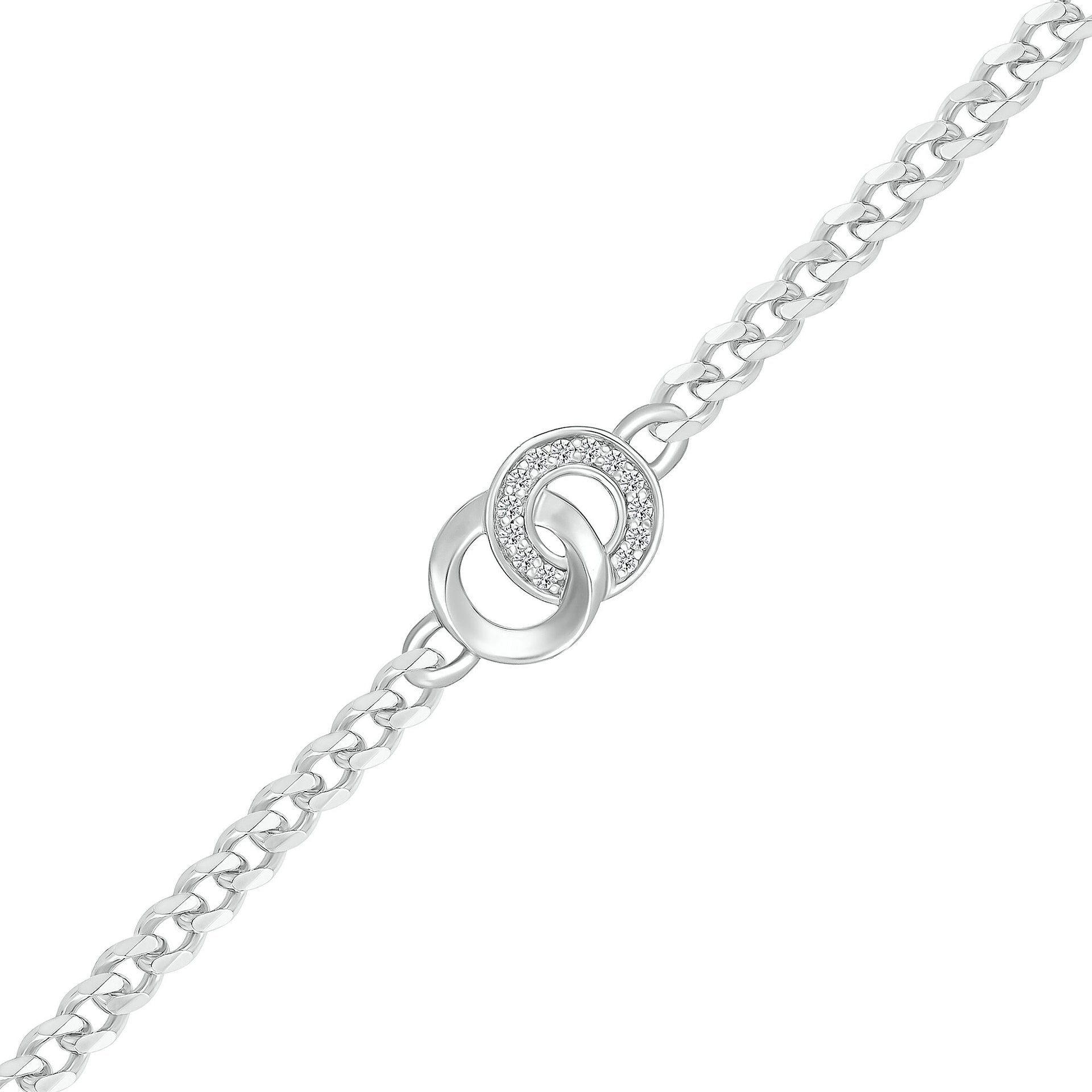 Diamond Connection Chain Link Bracelet in Sterling Silver (1/10 ct. tw.)