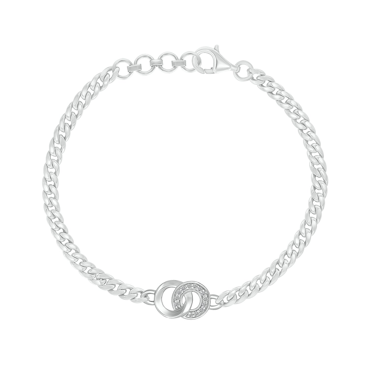 Diamond Connection Chain Link Bracelet in Sterling Silver (1/10 ct. tw.)