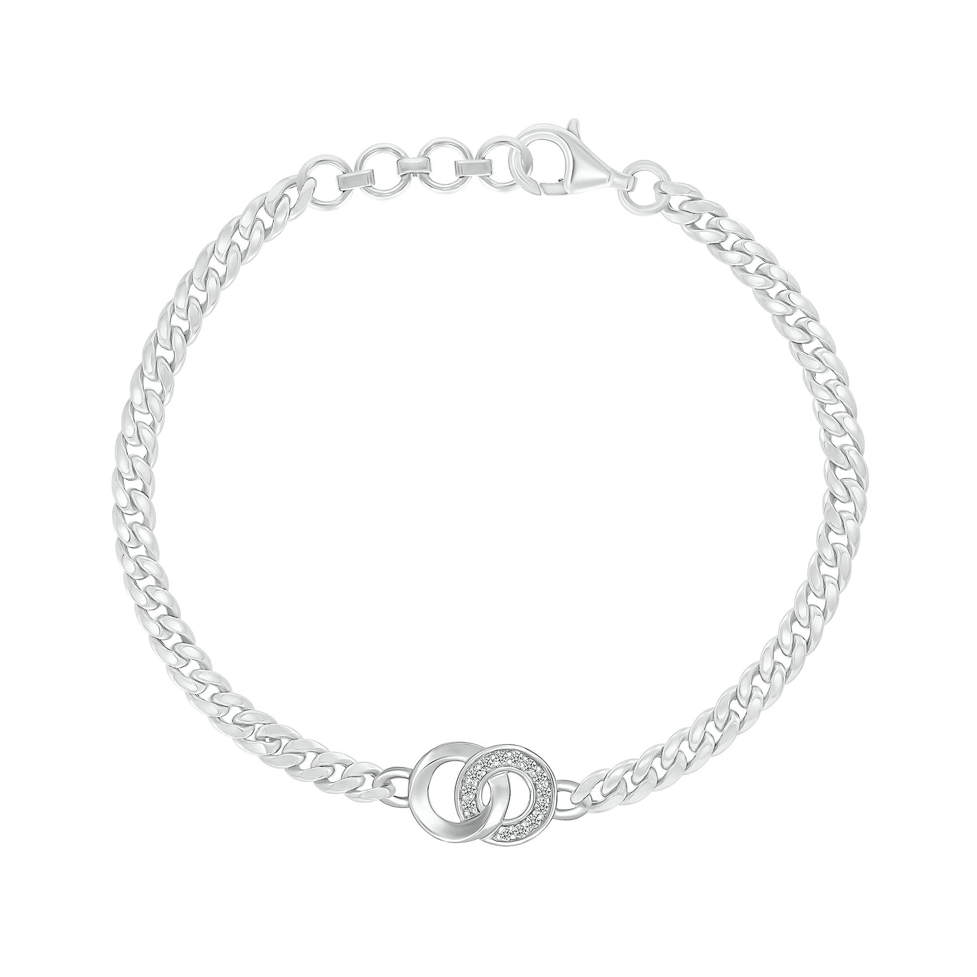 Diamond Connection Chain Link Bracelet in Sterling Silver (1/10 ct. tw.)