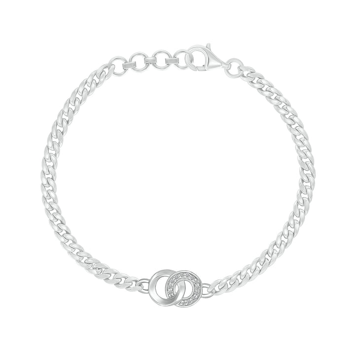 Diamond Connection Chain Link Bracelet in Sterling Silver (1/10 ct. tw.)