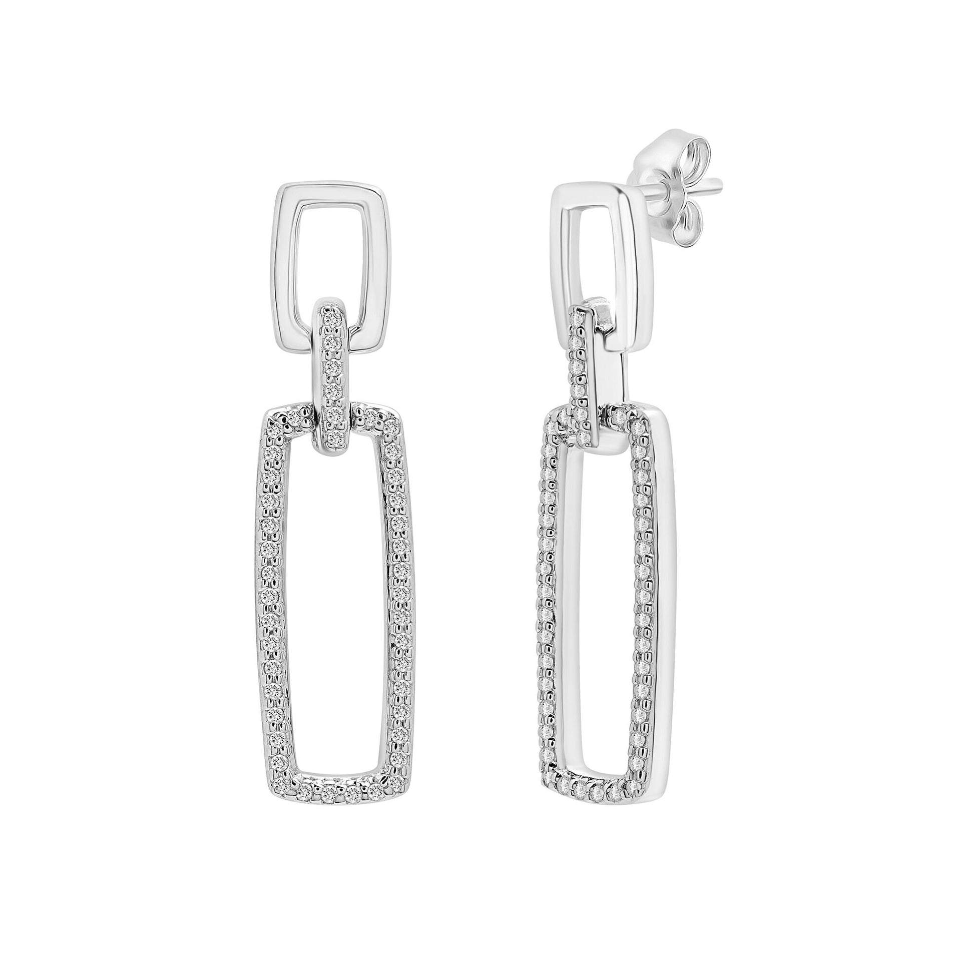 Diamond Drop-Link Earrings in Sterling Silver (1/4 ct. tw.)