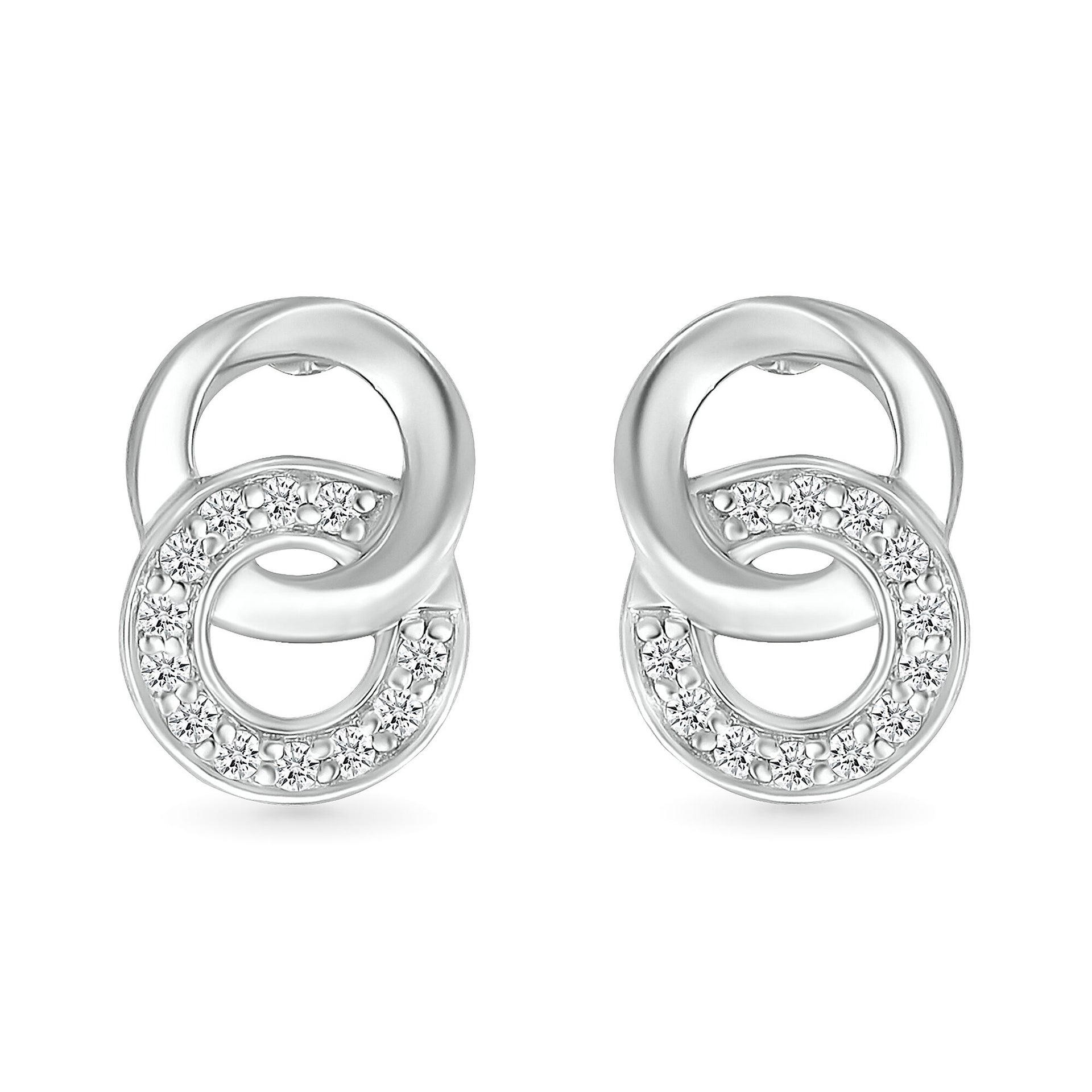 Diamond Connection Chain Link Earrings in Sterling Silver (1/10 ct. tw.)