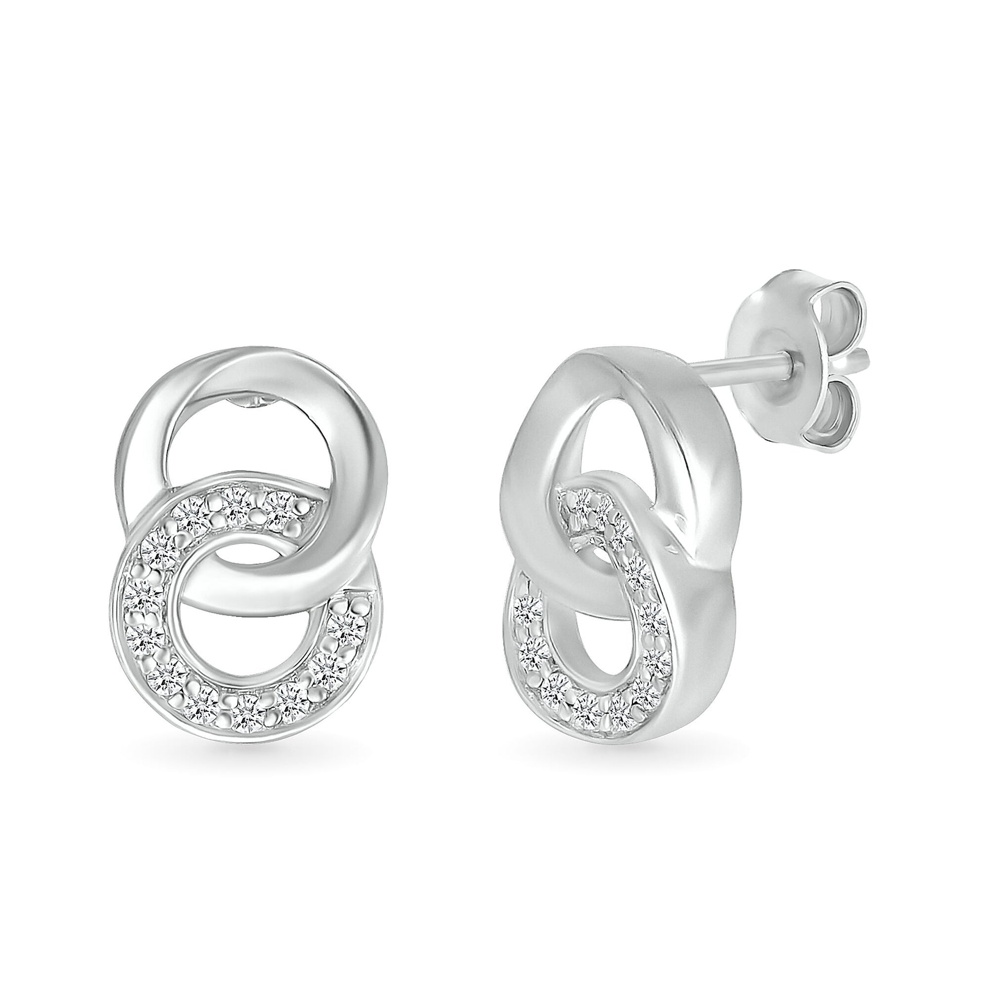 Diamond Connection Chain Link Earrings in Sterling Silver (1/10 ct. tw.)