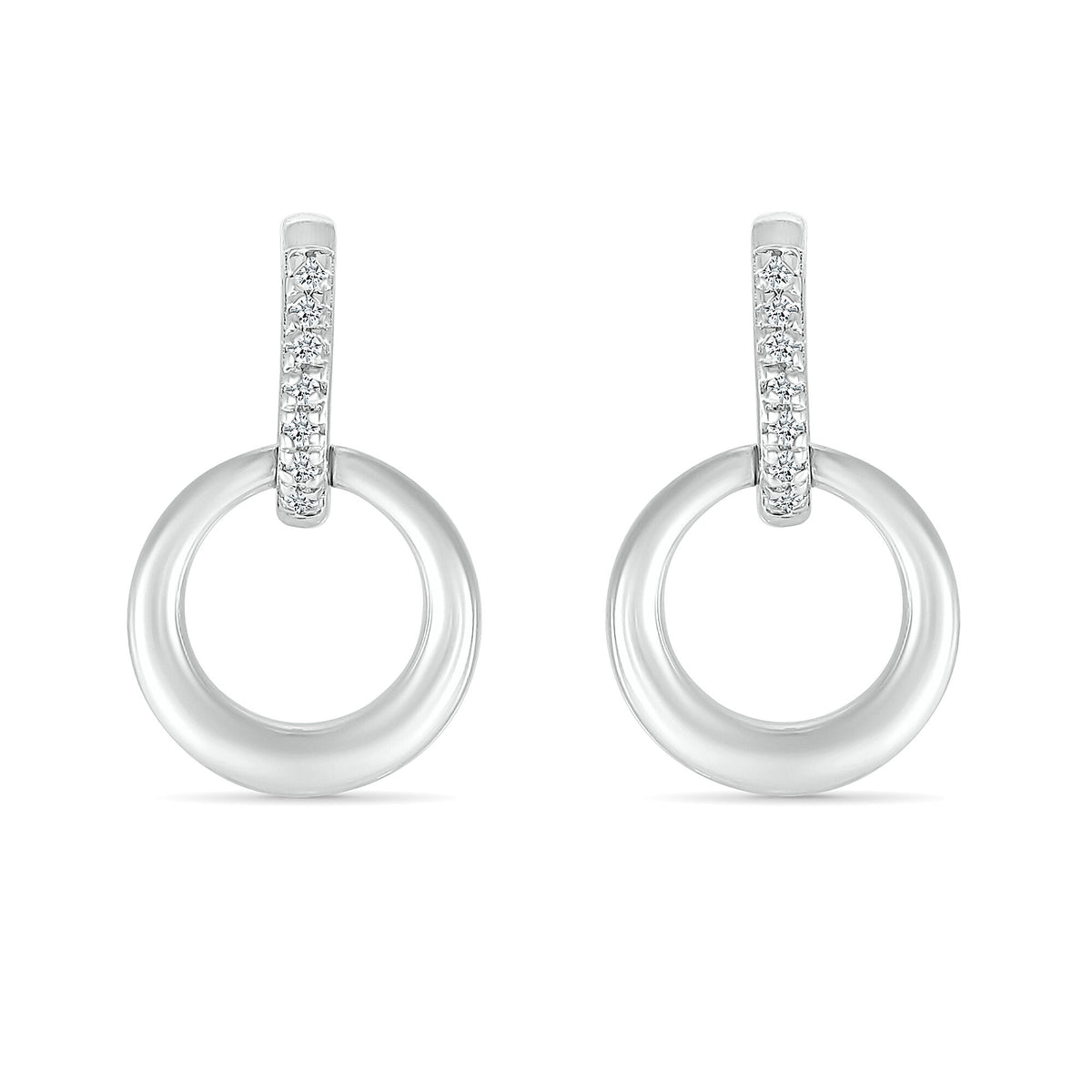 Diamond Accent Mini Door Knocker Earrings in Sterling Silver