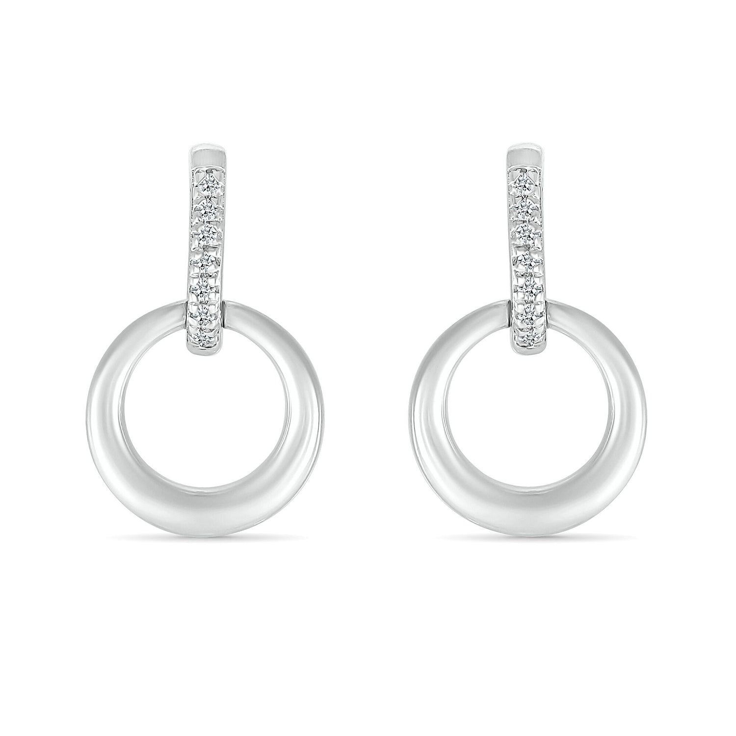 Diamond Accent Mini Door Knocker Earrings in Sterling Silver