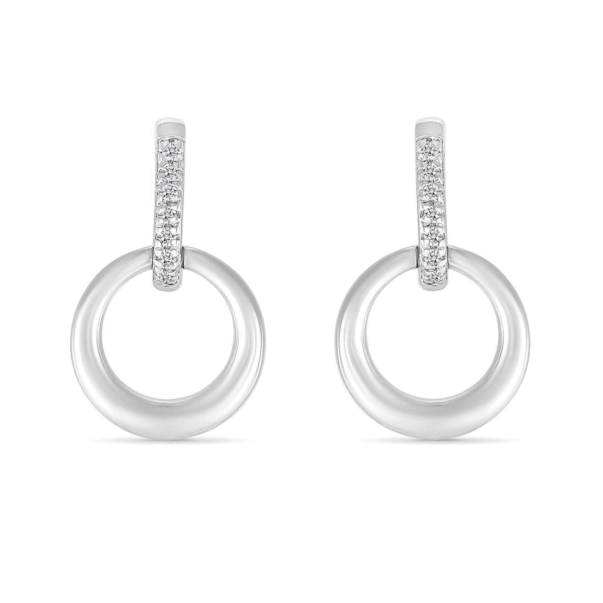 Diamond Accent Mini Door Knocker Earrings in Sterling Silver