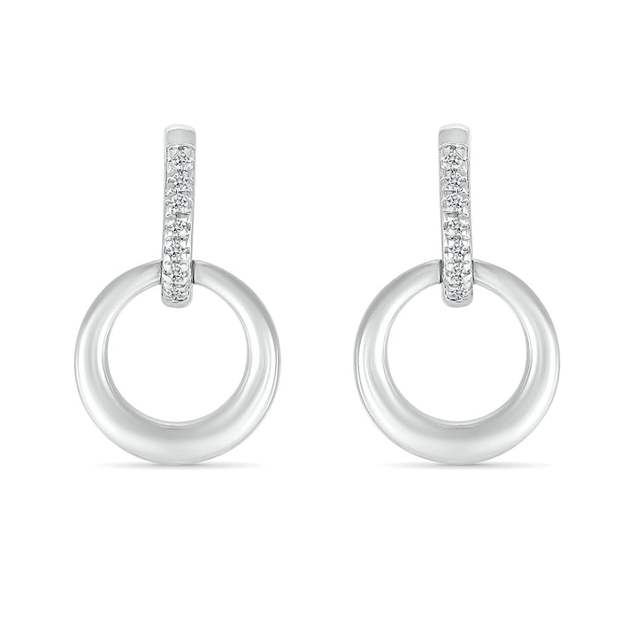 Diamond Accent Mini Door Knocker Earrings in Sterling Silver