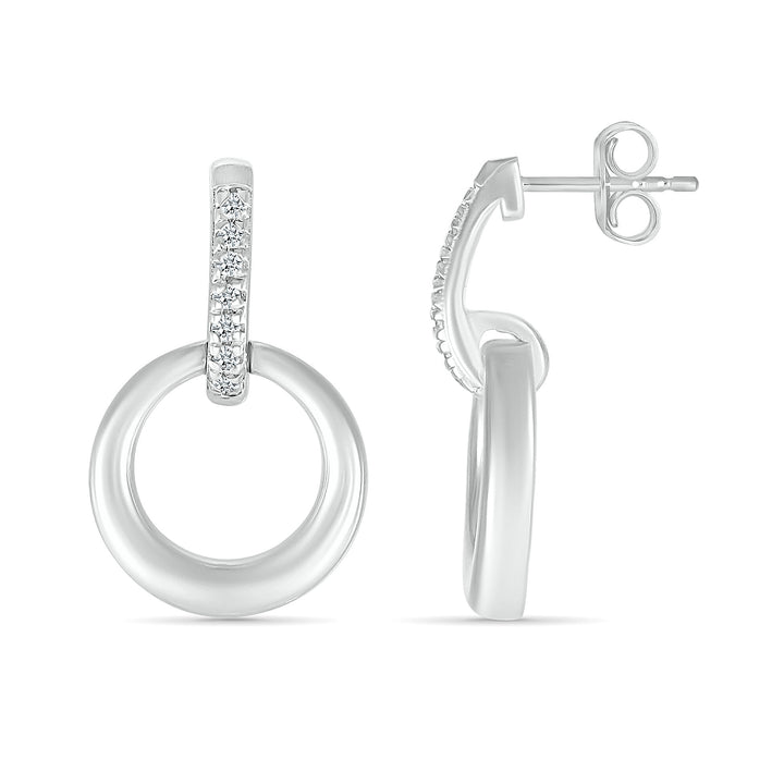 Diamond Accent Mini Door Knocker Earrings in Sterling Silver