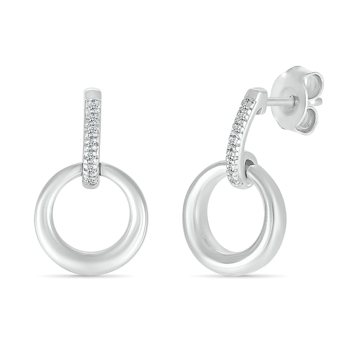 Diamond Accent Mini Door Knocker Earrings in Sterling Silver