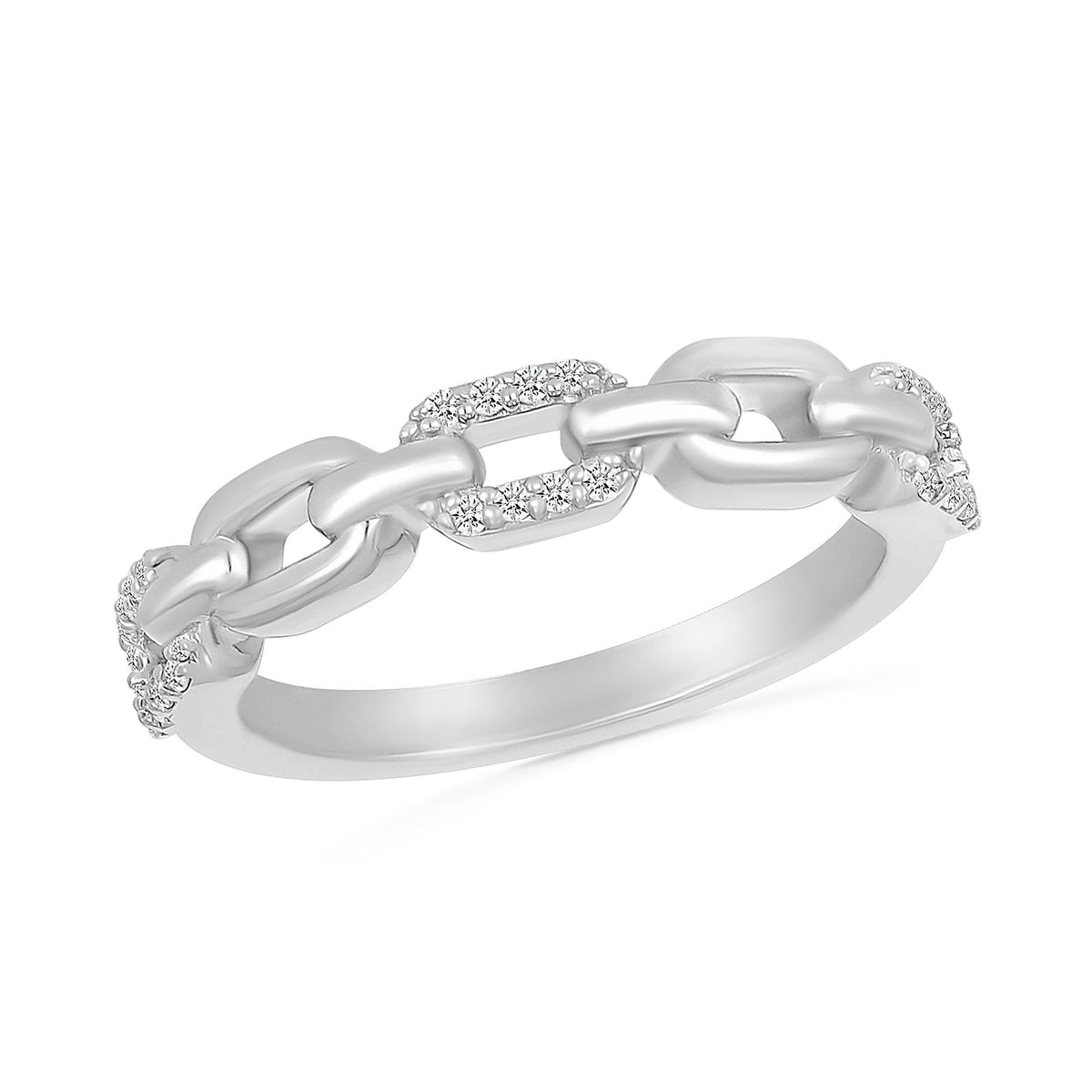 Diamond Chain Link Band in Sterling Silver (1/8 ct. tw.)