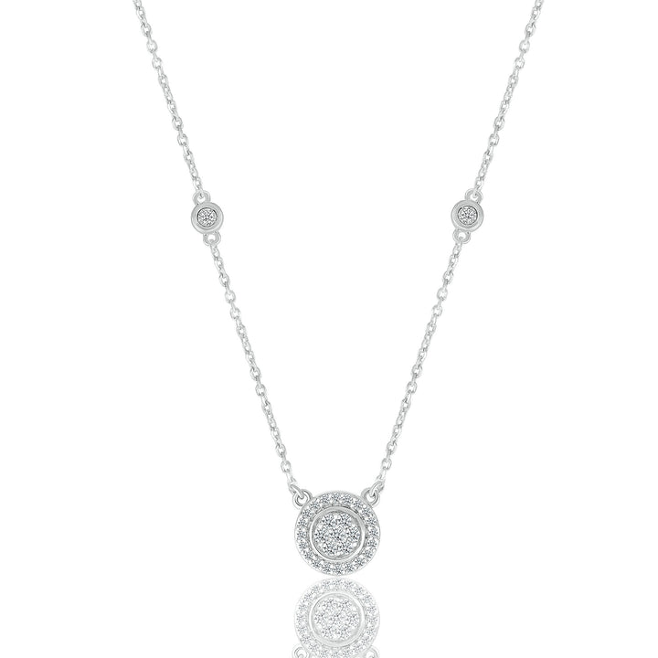 Diamond Cluster Halo Stationary Pendant in Sterling Silver (1/5 ct. tw.)