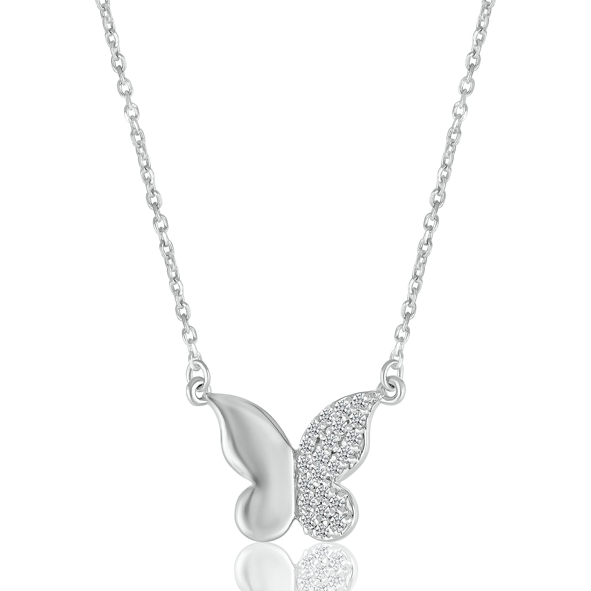 Diamond Butterfly Pendant in Sterling Silver (1/8 ct. tw.)