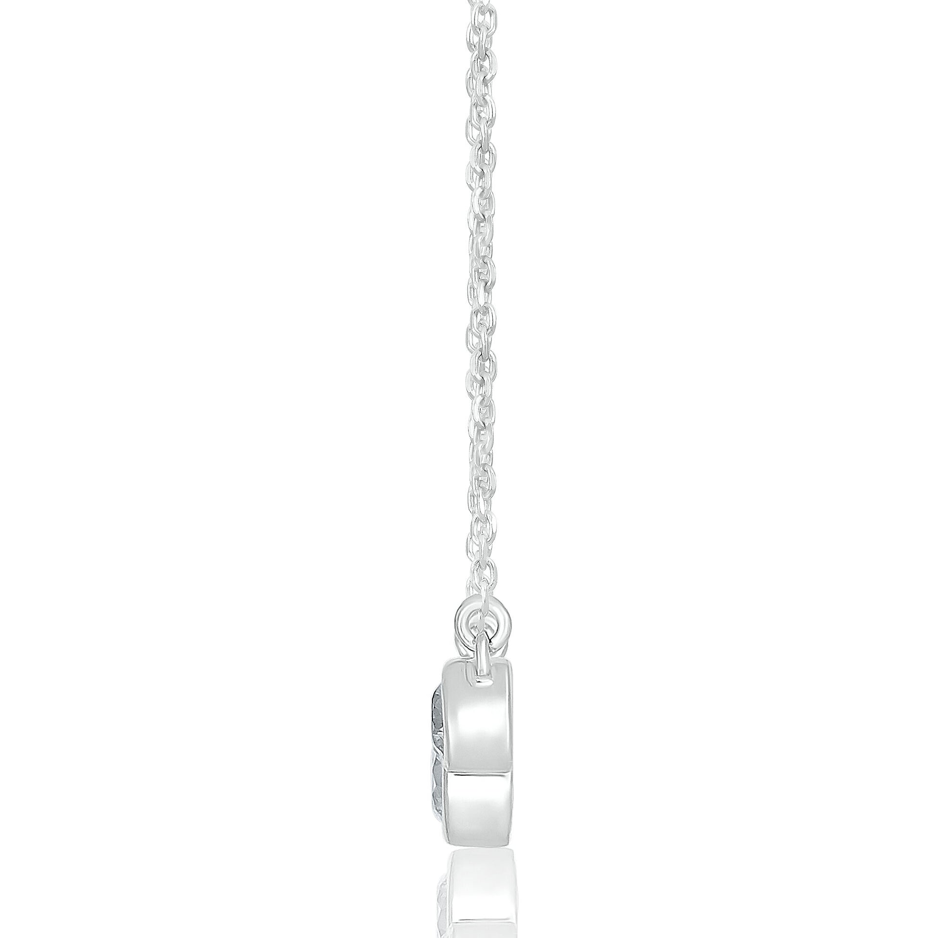 Diamond Three-Stone Bezel Necklace in Sterling Silver (1/4 ct. tw.)