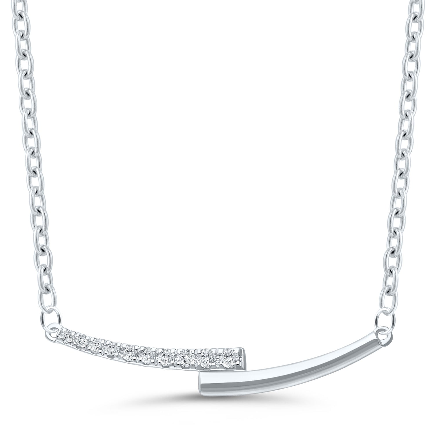 Diamond Accent Bypass Smile Necklace in Sterling Silver
