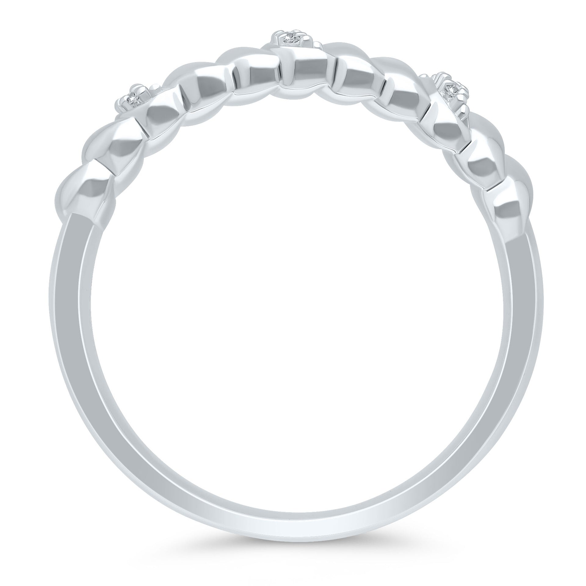 Diamond Accent Wave Band in Sterling Silver