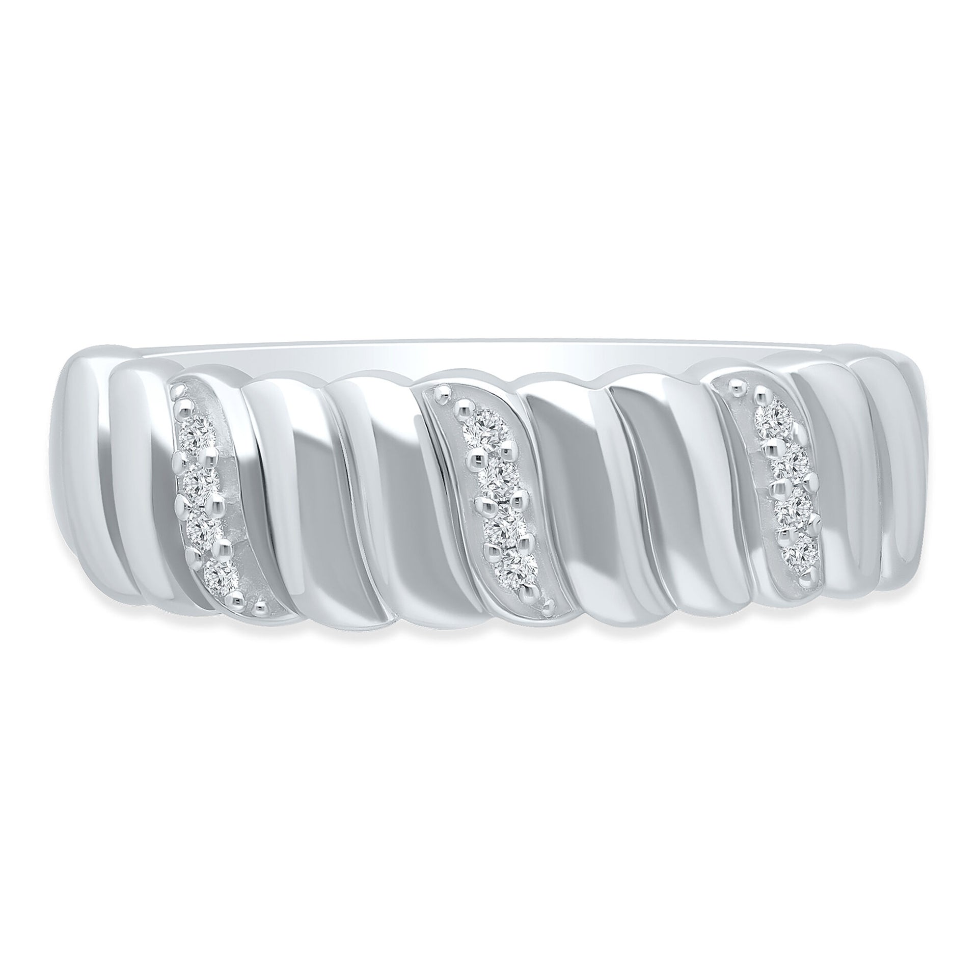 Diamond Accent Wave Band in Sterling Silver