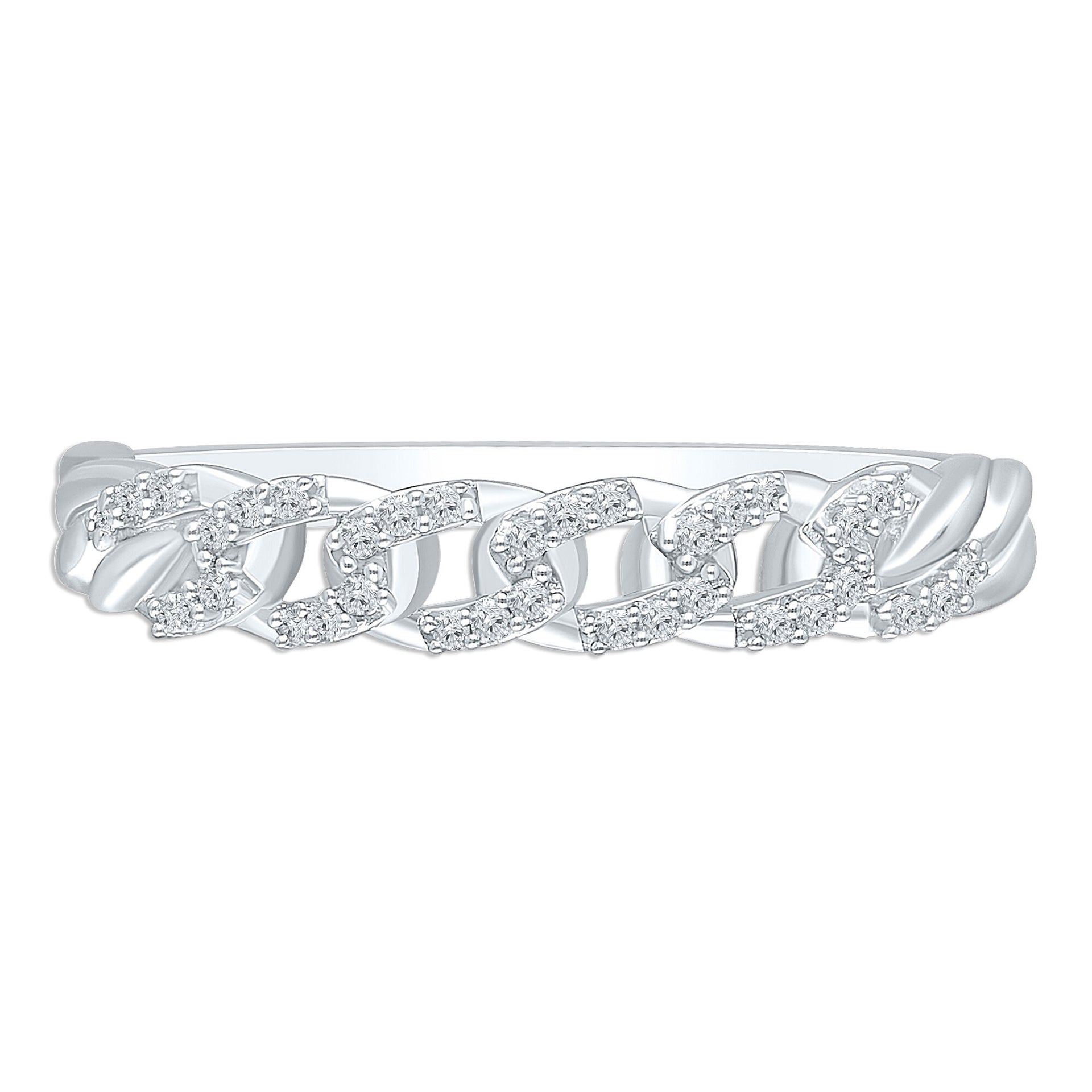 Diamond Accent Chain Link Band in Sterling Silver