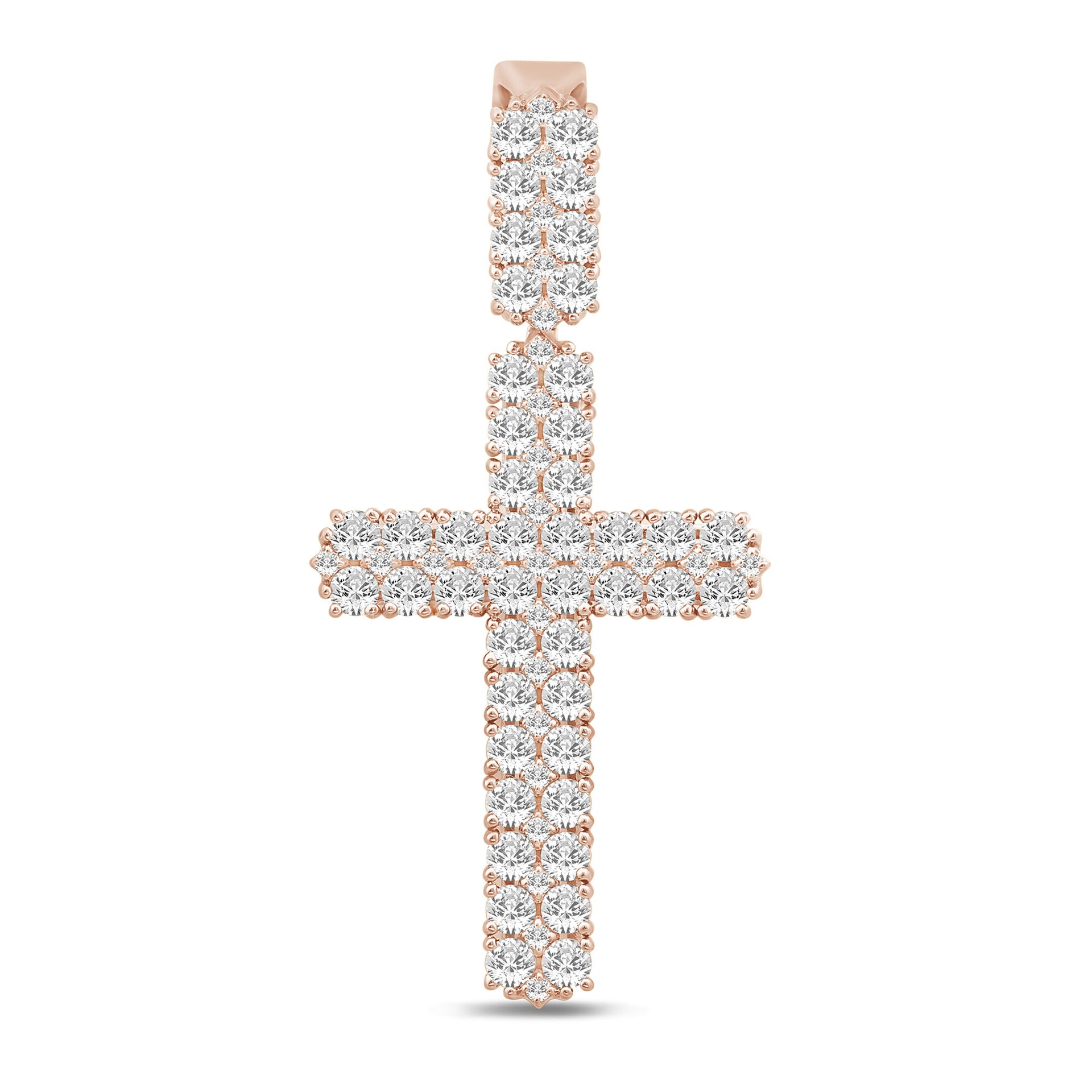 Lab Grown Diamond Cross Charm in 10K Rose Gold (3 5/8)