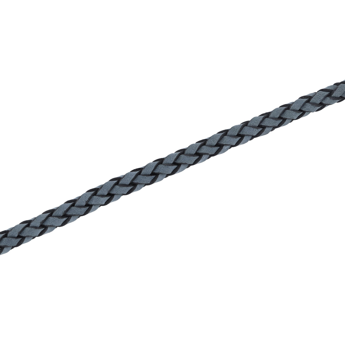 Gray Leather Bracelet in White Stainless Steel, 8.75"