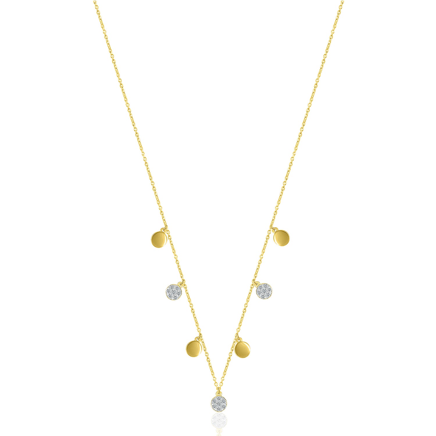 Diamond Disc Dangle Necklace in 10K Yellow Gold (1/8 ct. tw.)