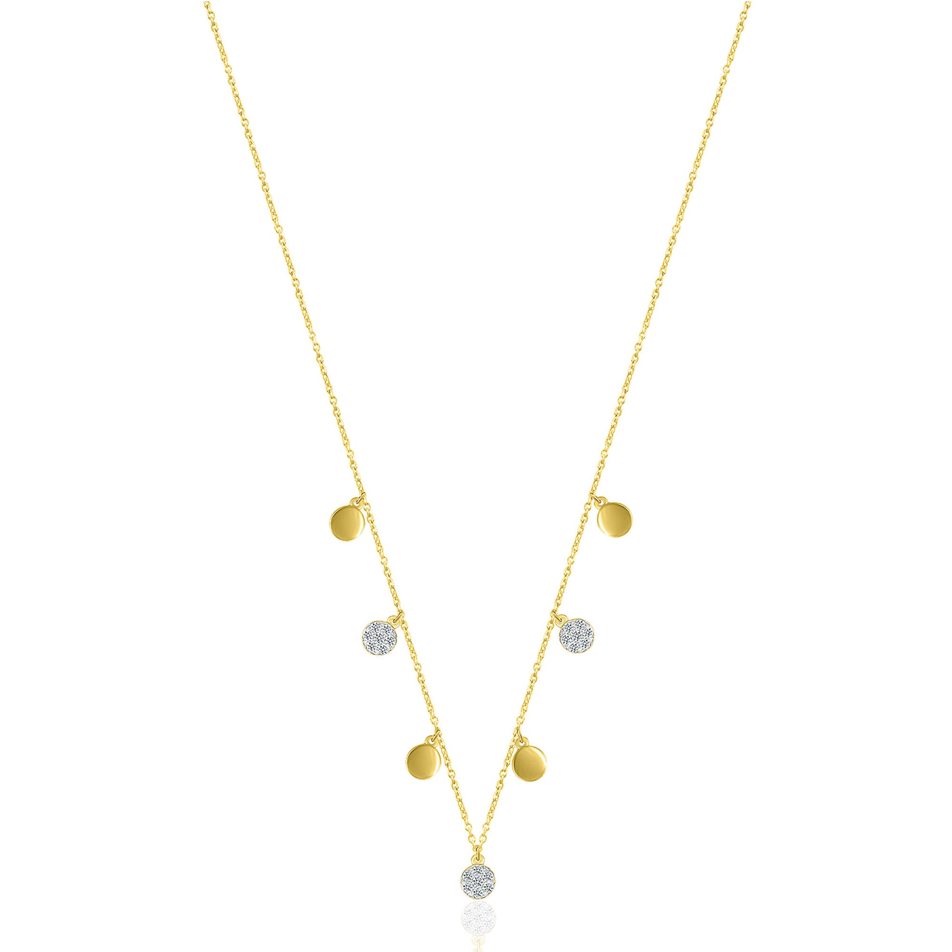 Diamond Disc Dangle Necklace in 10K Yellow Gold (1/8 ct. tw.)
