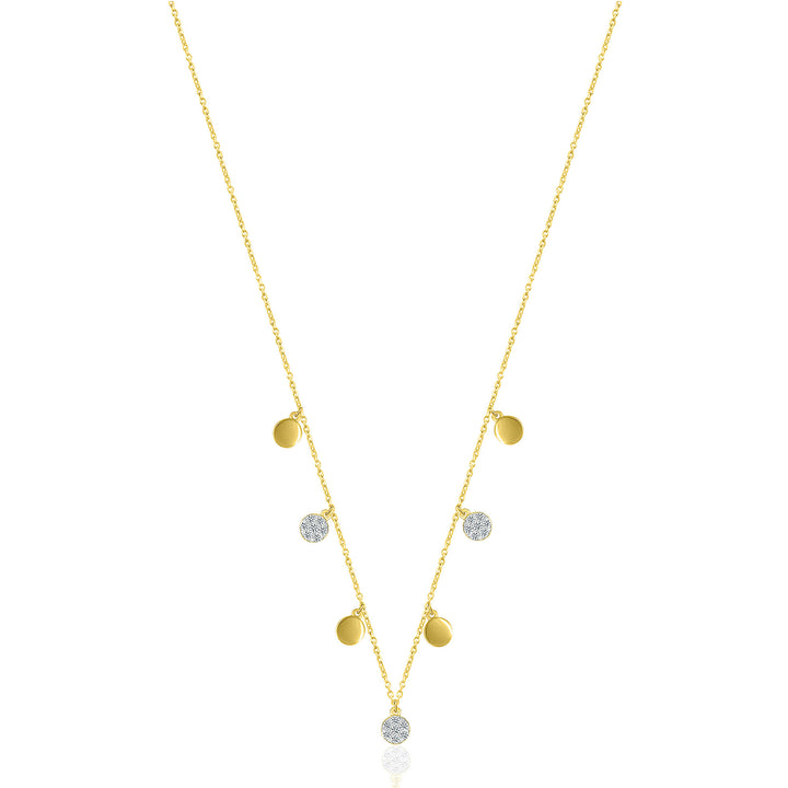 Diamond Disc Dangle Necklace in 10K Yellow Gold (1/8 ct. tw.)