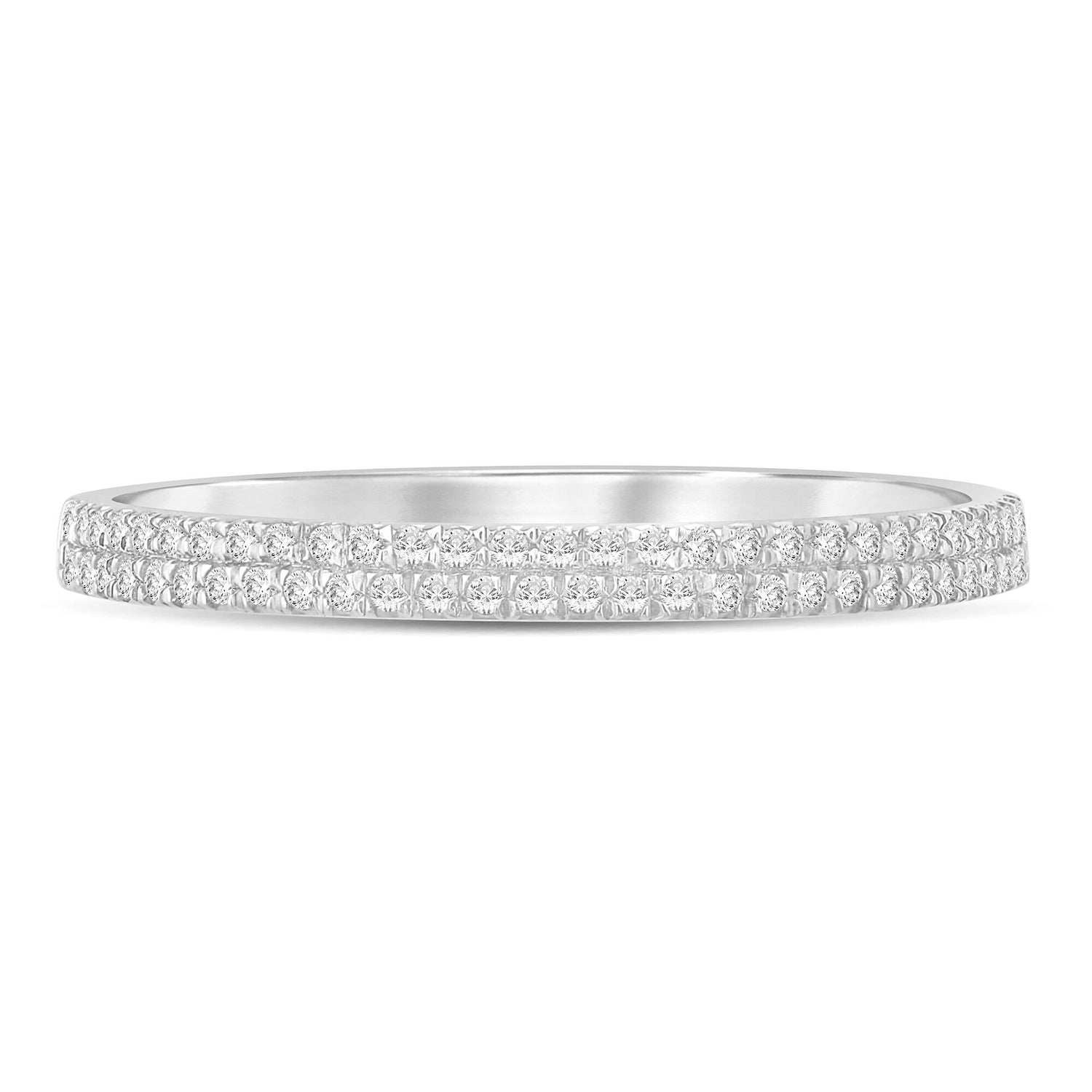 Diamond Double Row Stack Band in 10K White Gold (1/8 ct. tw.)