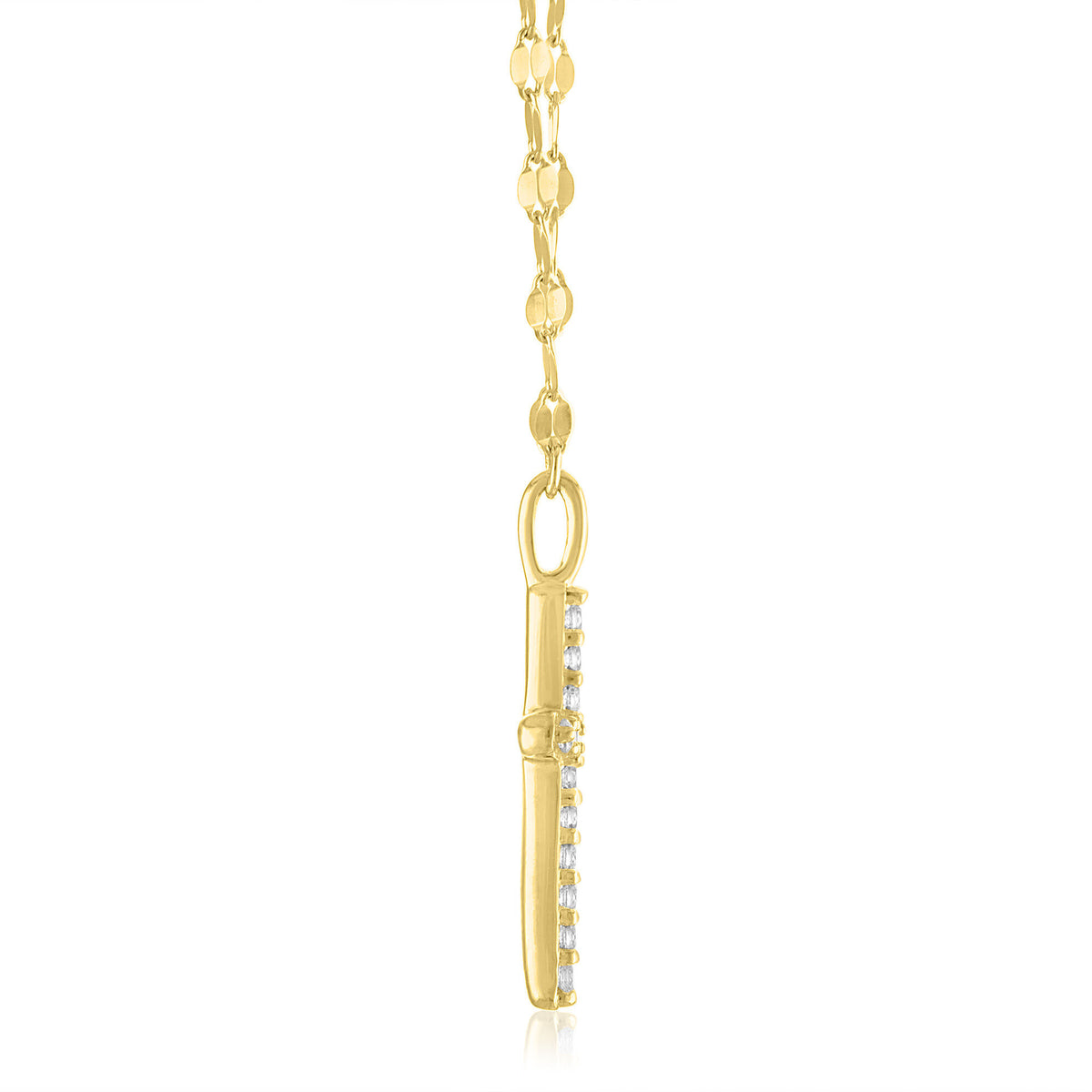 Mirror Chain Cross Pendant in 10K Yellow Gold (1/10 ct. tw.)