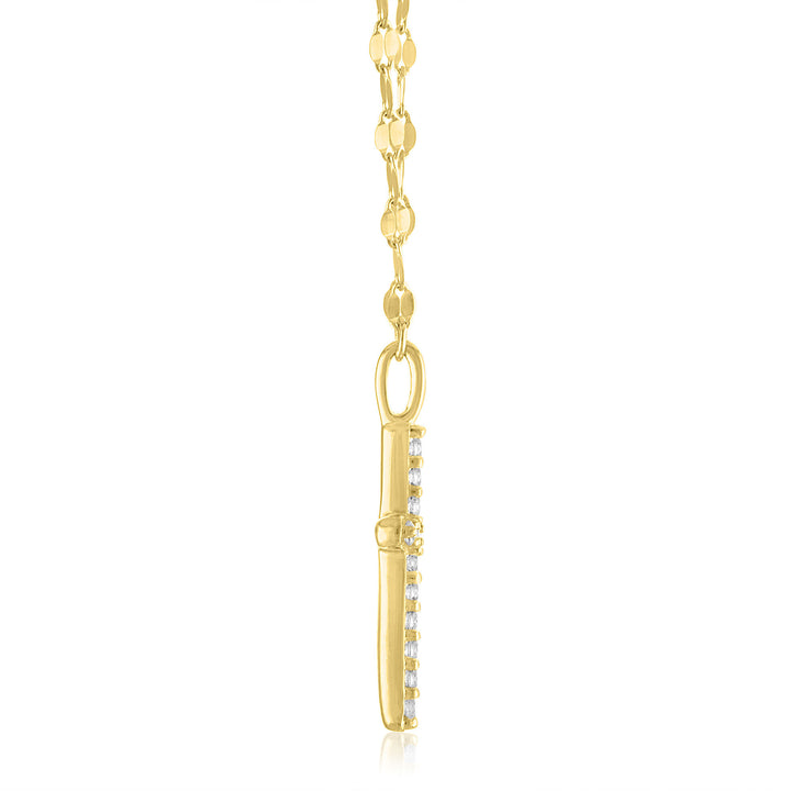Mirror Chain Cross Pendant in 10K Yellow Gold (1/10 ct. tw.)