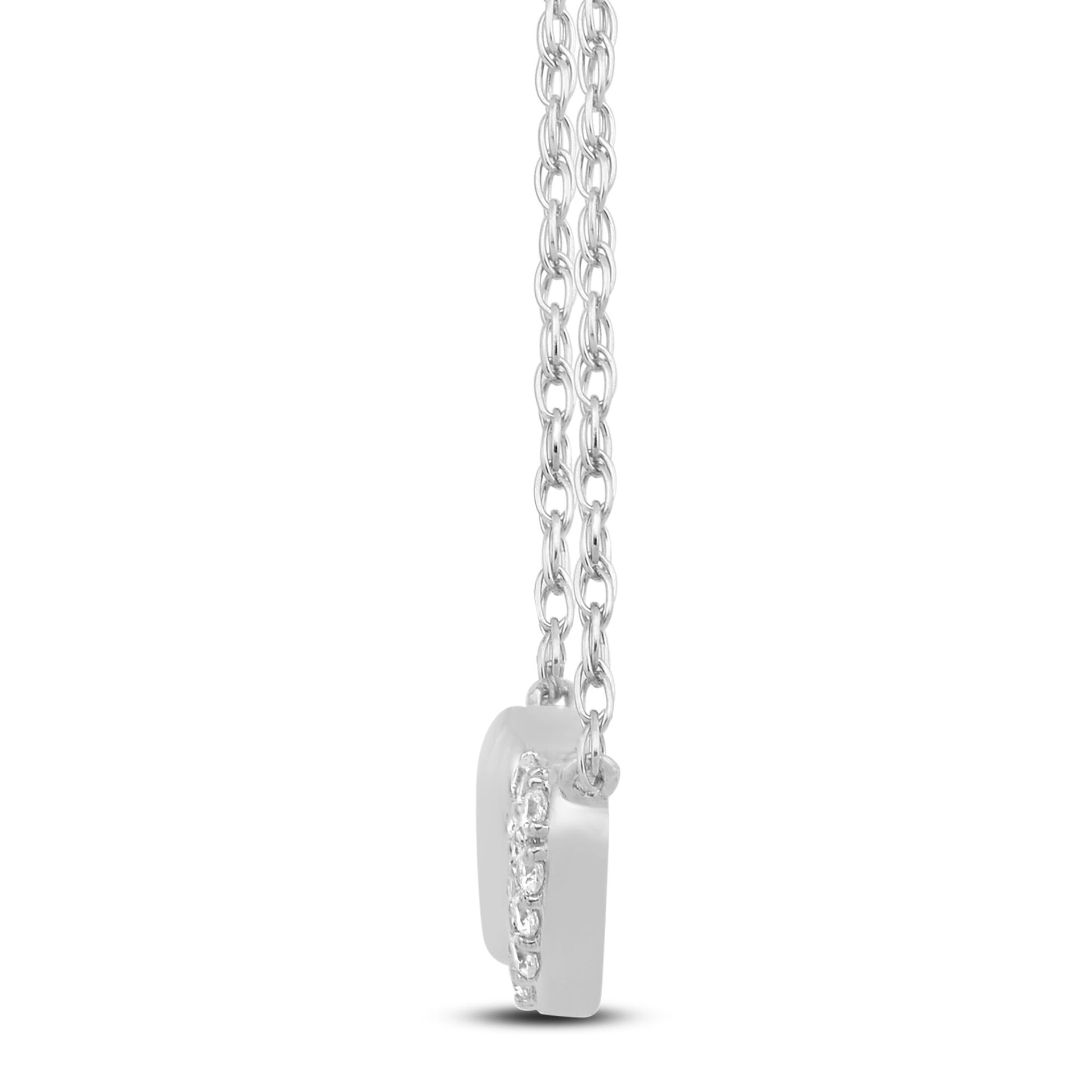 Diamond Double Heart Necklace in Sterling Silver (1/10 ct. tw.)