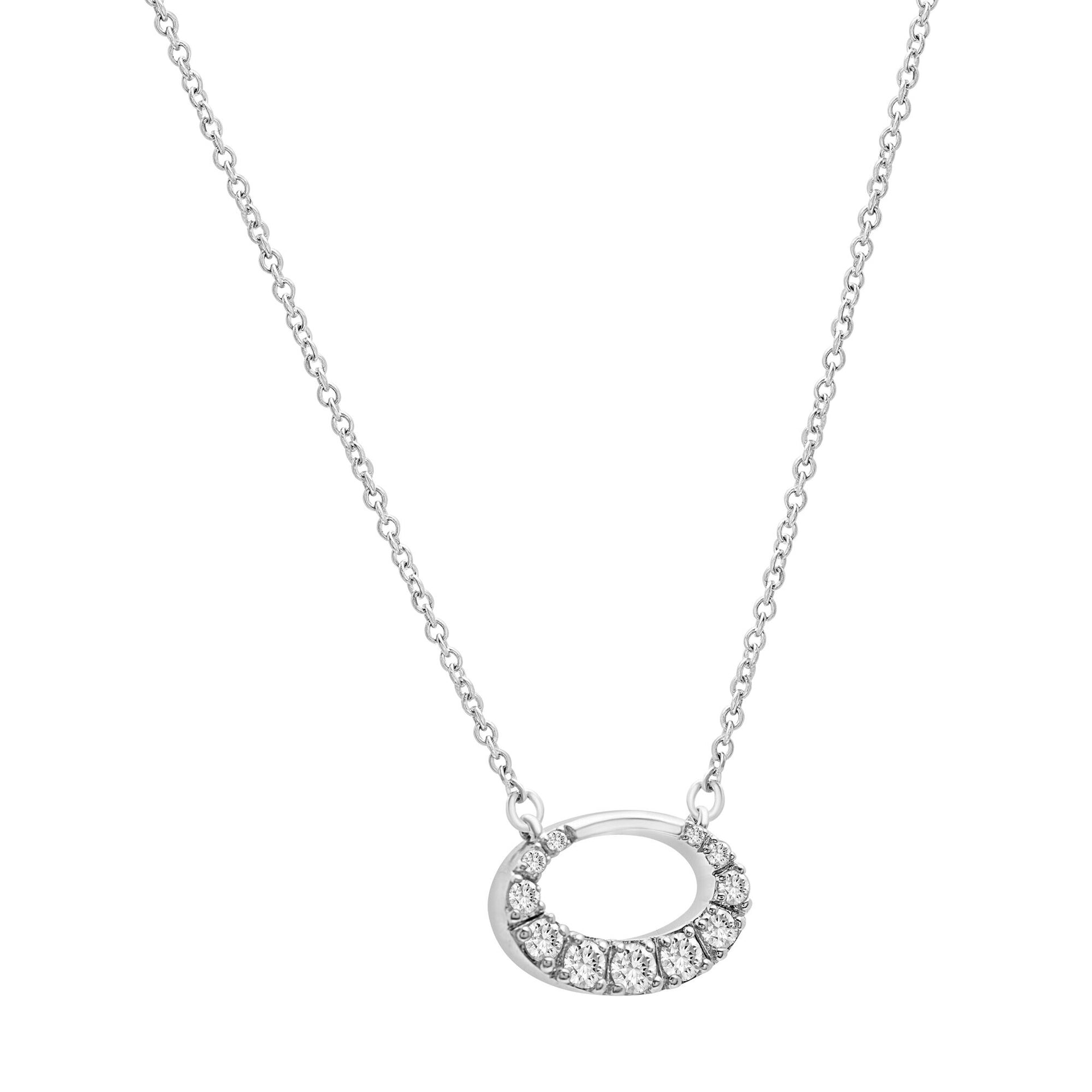 Graduated Oval Diamond Necklace in 10K White Gold (1/3 ct. tw.)