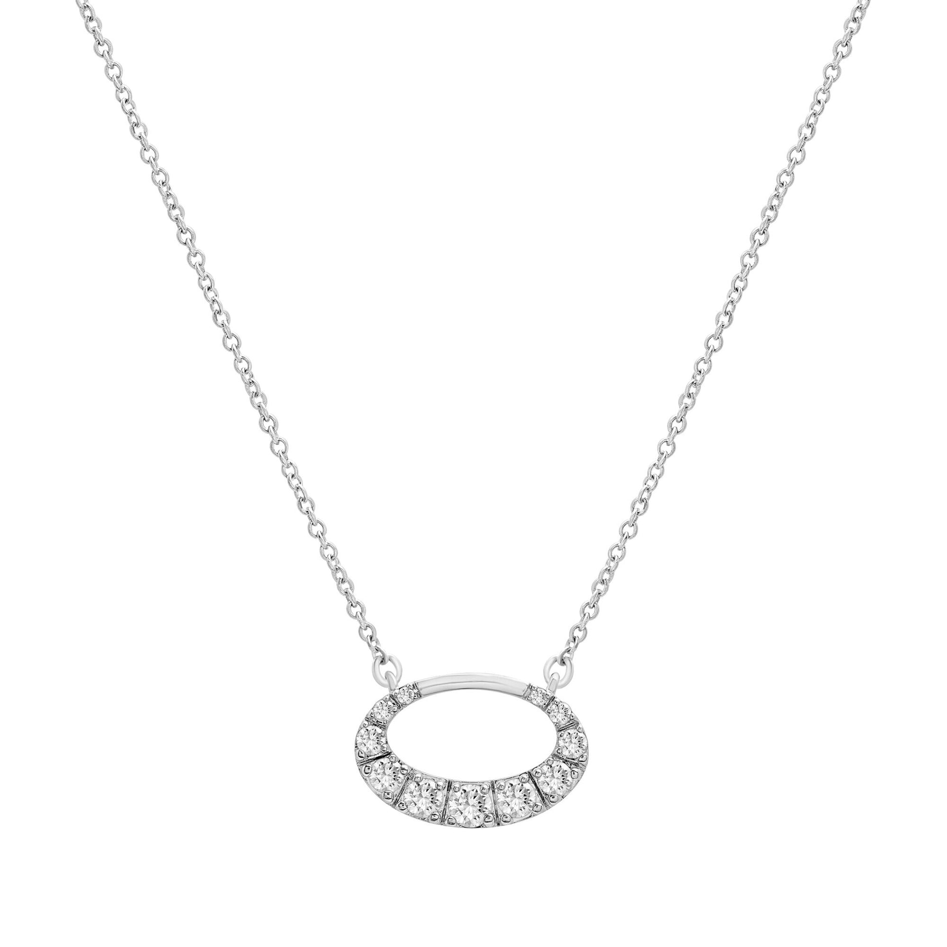 Graduated Oval Diamond Necklace in 10K White Gold (1/3 ct. tw.)