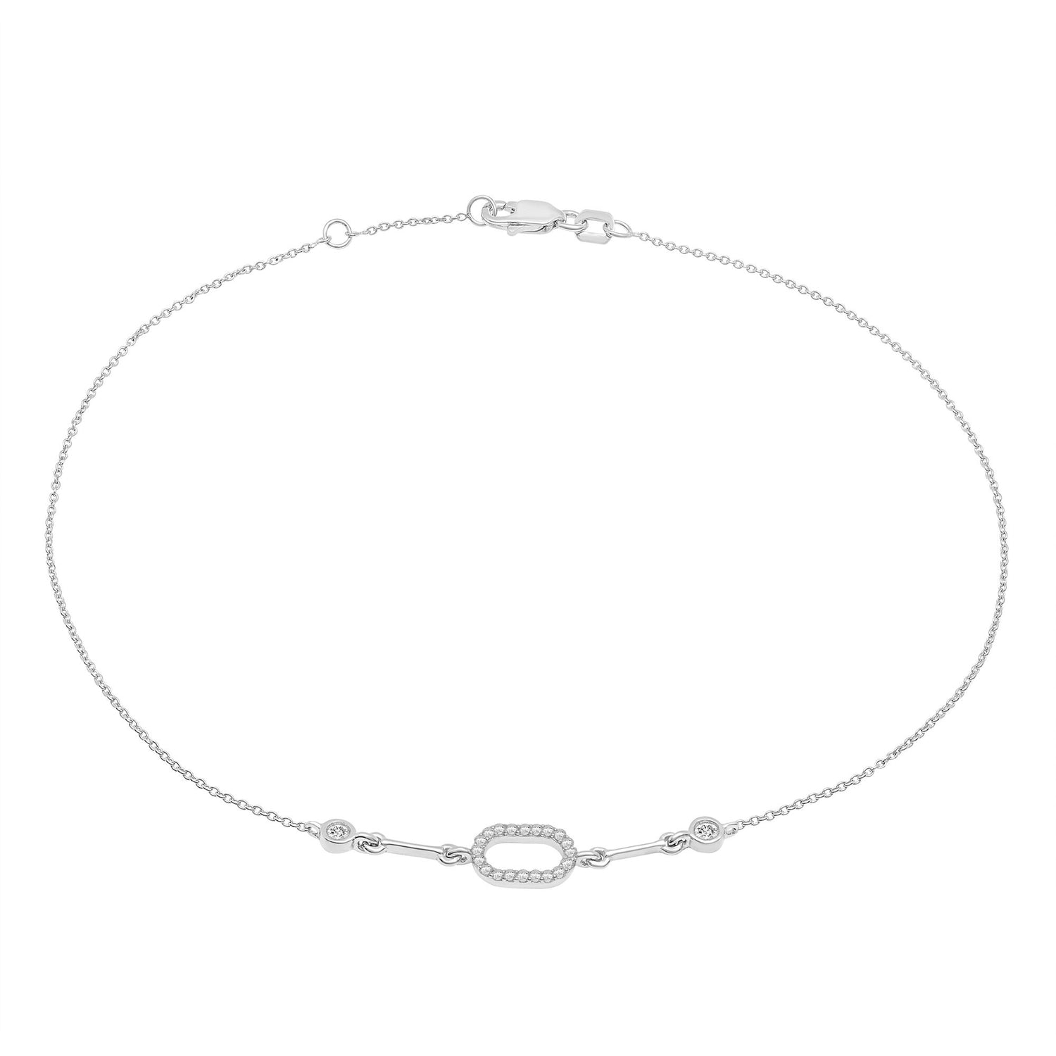 Diamond Oval Bracelet in 10K White Gold (1/7 ct. tw.)