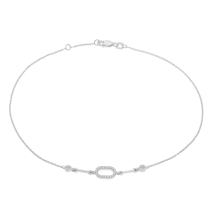 Diamond Oval Bracelet in 10K White Gold (1/7 ct. tw.)