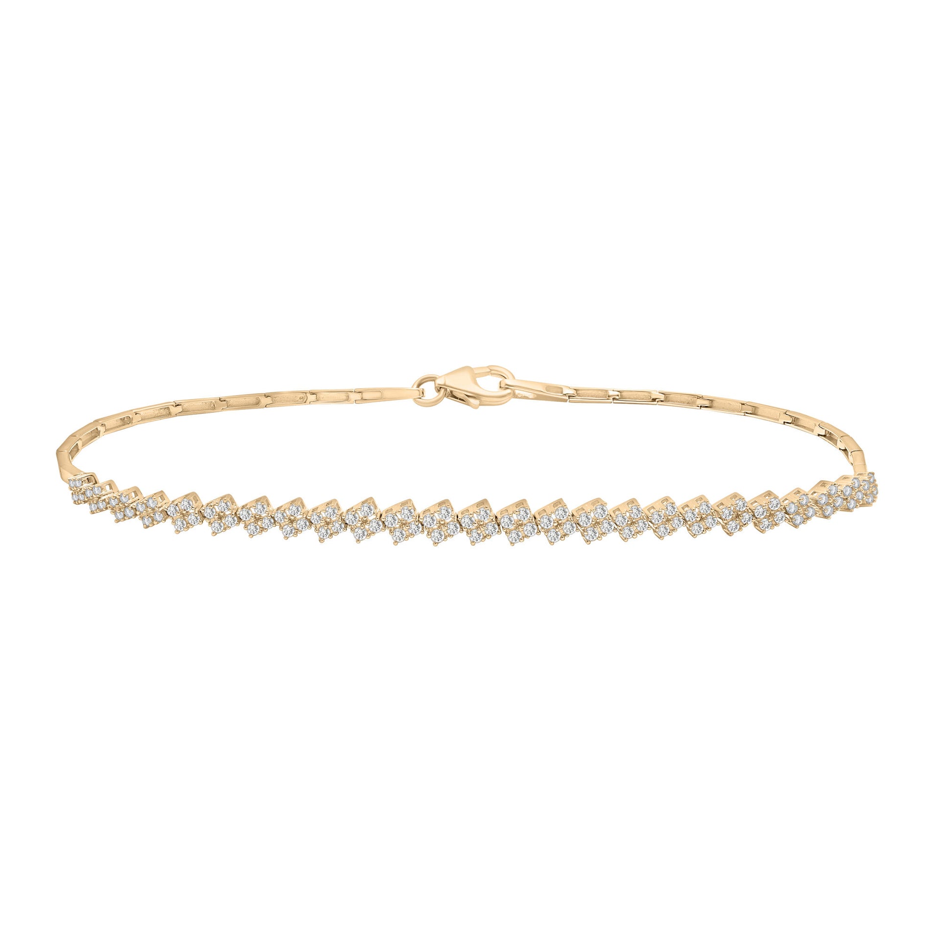 Diamond Zigzag Omega Link Bracelet in 10K Yellow Gold (1/2 ct. tw.)