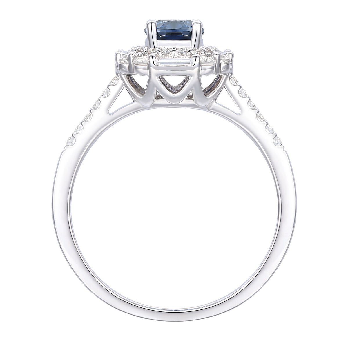 Blue Sapphire and Diamond Ring in 10K White Gold (1/2 ct. tw.)